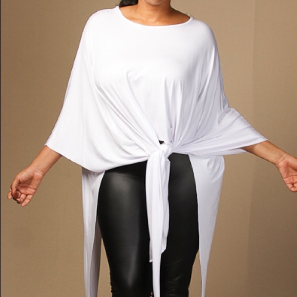 White Solid Asymmetrical Top - Picture 2 of 4
